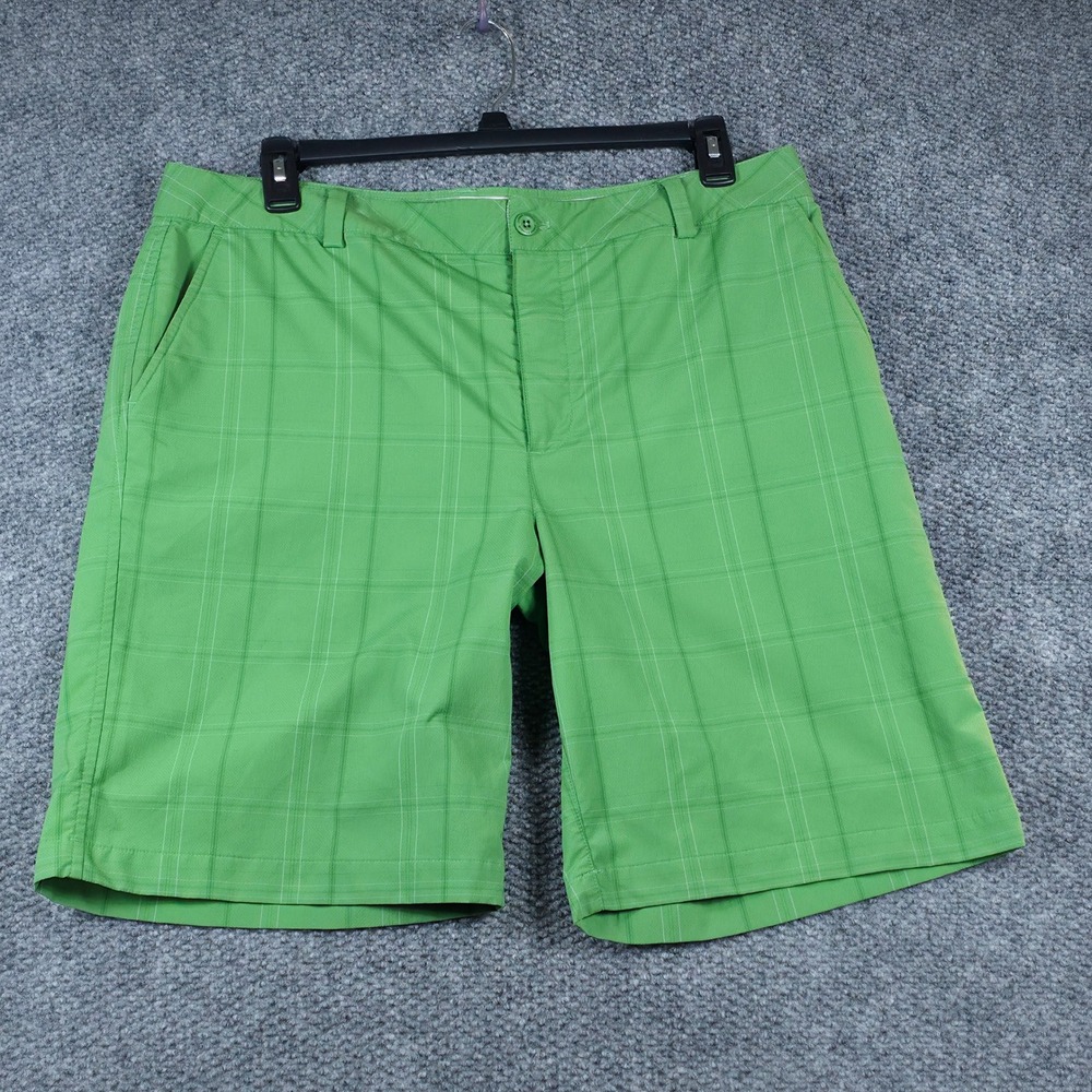 Under Armour Mens 38 Performance Golf Shorts Green Plaid Flat Front 38R